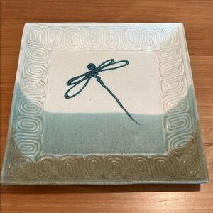 Dragonfly Pottery Platter Plate. Smith Pottery